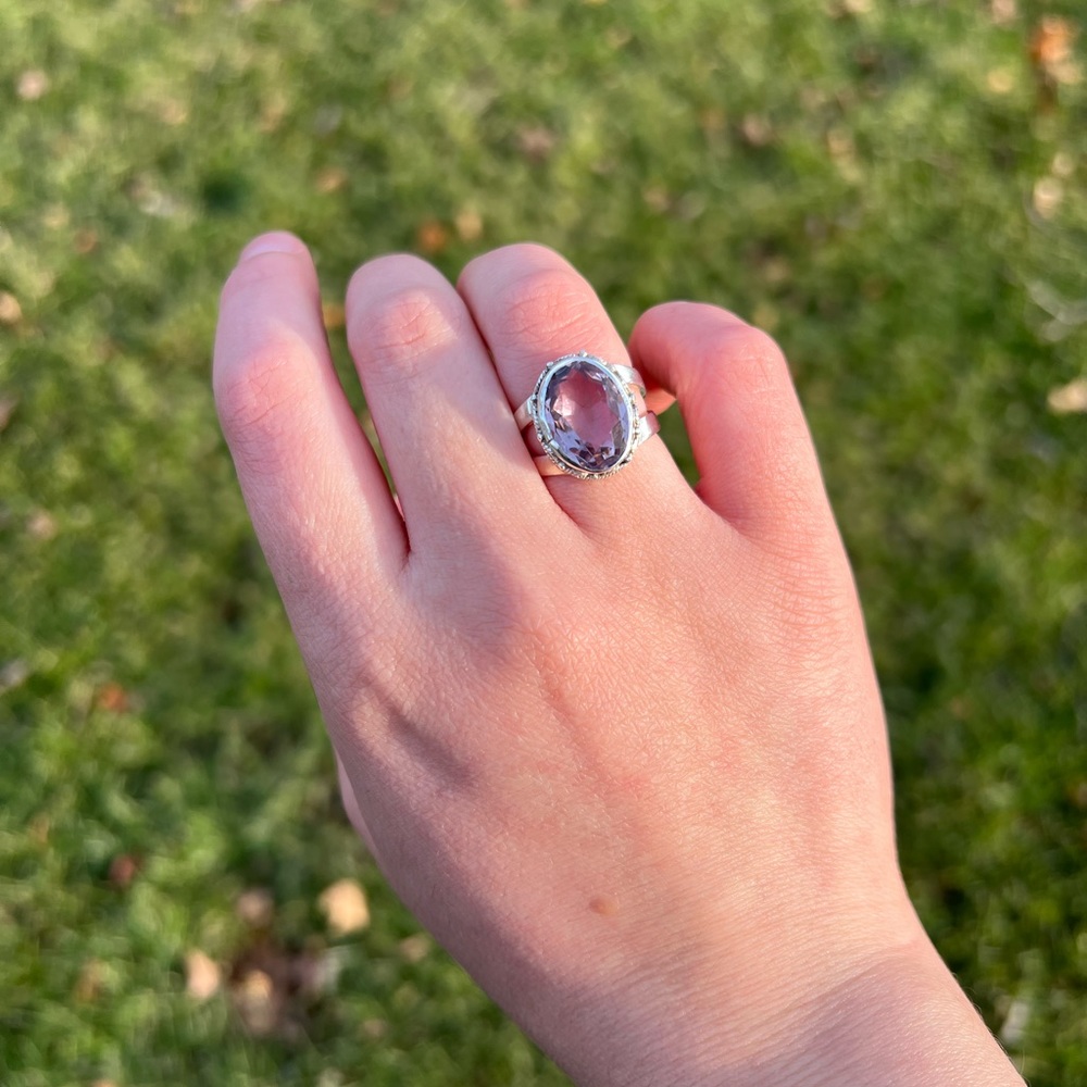 Custom Conversion Sterling Silver Amethyst Ring S… - image 2
